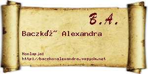 Baczkó Alexandra névjegykártya